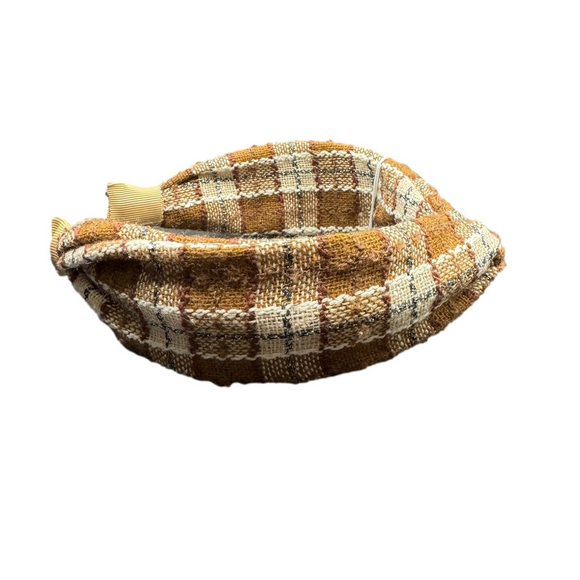 Fall Knit Plaid Twist Headband - Light Brown - Picture 5 of 5